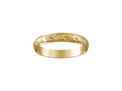Trauring Ziseliert Chevrons, 3 Mm, 18k Gelbgold, Finger 54 - Standard Bild - 1