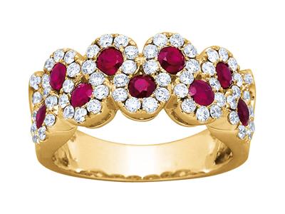 Ring In Wellenform, Rubin 0,80ct Und Diamanten 0,72ct, Gelbgold 18k, Finger 52 - Standard Bild - 1