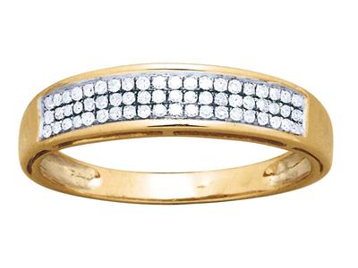 Trauring Mit 3-reihiger Fassung, Diamanten 0,19ct, 18k Gelbgold, Ringgröe 48