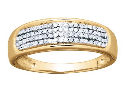 Trauring Mit 4-reihigem Steinbesatz, Diamanten 0,25ct, 18k Gelbgold, Ringgröße 52 - Standard Bild - 2