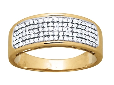 Trauring Mit 5-reihiger Fassung, Diamanten 0,34ct, 18k Gelbgold, Ringgröe 54
