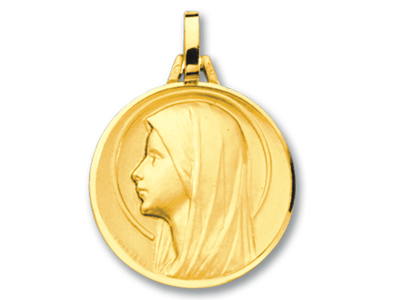Medaille Heiligenschein Jungfrau Maria Im Profil, 18k Gelbgold - Standard Bild - 1