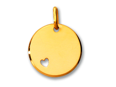Medaille Jeton Coeur 16 Mm, 18k Gelbgold Poliert - Standard Bild - 1
