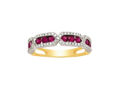 Ring Rubin 0,64ct, Diamanten 0,30ct, 18k Gelbgold, Ringgröe 56