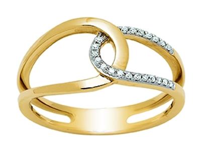 Durchbrochener Ring In Flechtoptik, Diamanten 0,09ct, 18k Gelbgold, Finger 54