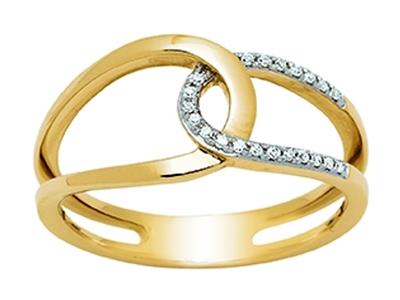 Durchbrochener Ring In Flechtoptik, Diamanten 0,09ct, 18k Gelbgold, Finger 58