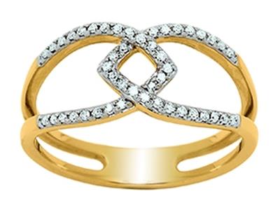 Durchbrochener Ring In Flechtoptik, Diamanten 0,19ct, 18k Gelbgold, Finger 52