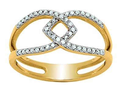 Durchbrochener Ring In Flechtoptik, Diamanten 0,19ct, 18k Gelbgold, Finger 54