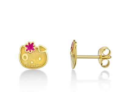 Ohrringe Hello Kitty 6,5 X 6,8 Mm, 18k Gelbgold