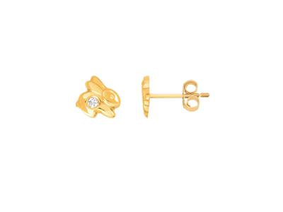 Ohrringe Kaninchen 6 X 5 MM Mit Zirkonia, 18k Gelbgold - Standard Bild - 1