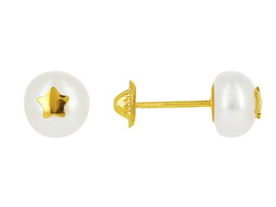 Ohrringe Perlen Stern, 18k Gelbgold - Standard Bild - 1
