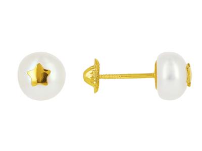 Ohrringe Stern Perlen, 18k Gelbgold - Standard Bild - 1