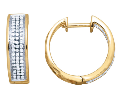 Creolen 3-reihig, Diamanten 0,35ct,15 Mm, 18k Gelbgold