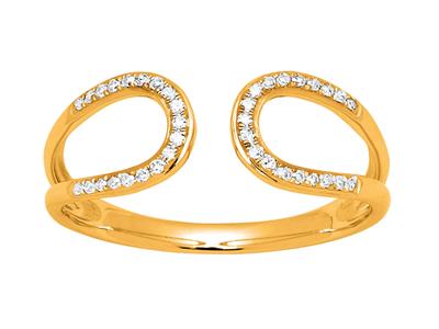 Ring Mit Rücken-an-rücken-schleifen, Diamanten 0,10ct, 18k Gelbgold, Finger 52