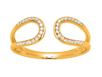 Ring Mit Zurück-zu-zurück Schleifen, Diamanten 0,10ct, 18k Gelbgold, Ringgröße 54 - Standard Bild - 1