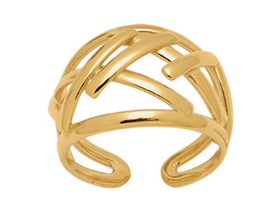 Ring 15 Mm, Gewolbter Ring, Grafisch Offen, Gelbgold 18k, Finger 54