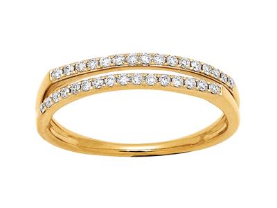 Ring Mit Durchbrochener Doppellinie, Diamanten 0,20ct, 18k Gelbgold, Finger 50 - Standard Bild - 1