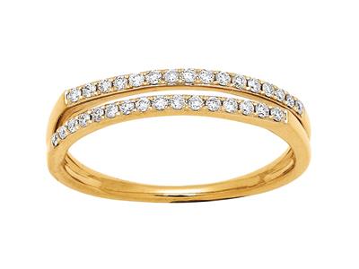 Ring Mit Durchbrochener Doppellinie, Diamanten 0,20ct, 18k Gelbgold, Finger 54 - Standard Bild - 1