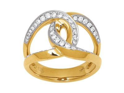 Doppelschleifenring, Diamanten 0,47ct, 18k Gelbgold, Finger 54