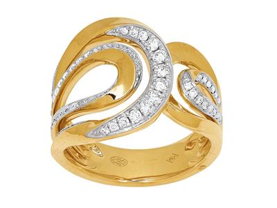 Ring Mit Gegensätzlichen Schleifen, Diamanten 0,48ct, 18k Gelbgold, Finger 50