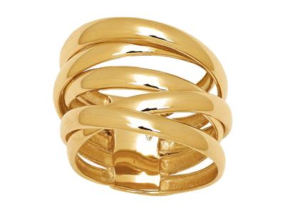 Ring Mit Breiten, Gekreuzten Linien, 18k Gelbgold, Finger 56 - Standard Bild - 1