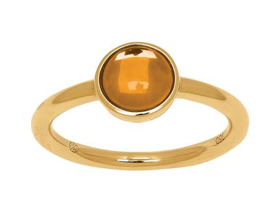 Ring Citrin Cabochon 1,10ct, 18k Gelbgold, Finger 50