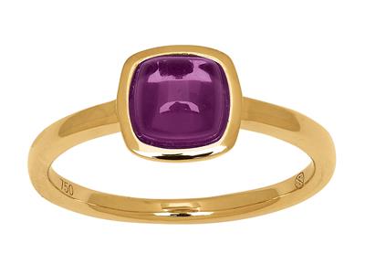Amethyst-cabochon-kissen 1,30ct, 18k Gelbgold, Ringgröe 50