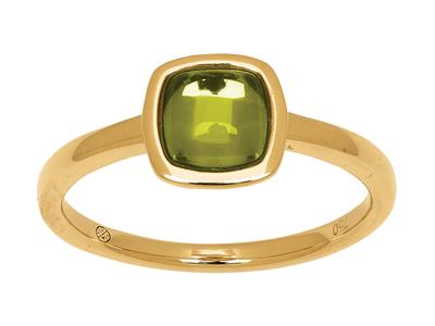 Ring Peridot Cabochon Cushion 1,50ct, 18k Gelbgold, Finger 50