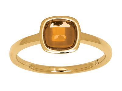 18k Gelbgold Ring, Citrin Kissen-cabochon 1,25ct, Finger 50