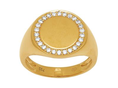 Runder Siegelring, Diamanten 0,26ct,gelbgold 18k, Ringgröe 56
