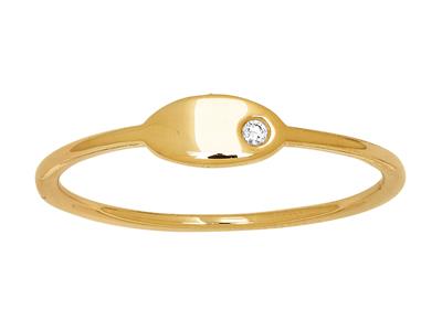 Ovaler Plattenring, Diamanten 0,01ct, 18k Gelbgold, Finger 50 - Standard Bild - 1