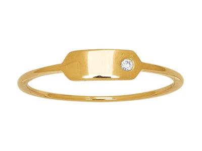 Ring Rechteckige Platte, Diamanten 0,01ct, 18k Gelbgold, Finger 50 - Standard Bild - 1