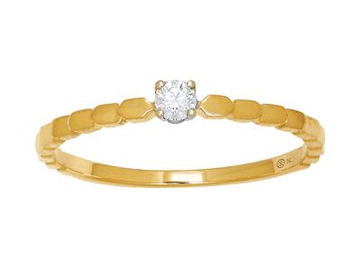 Solitärring Im Perlenstil, Diamant 0,08ct, 18k Gelbgold, Finger 48