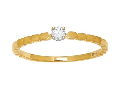 Solitärring Mit Perlenkorper, Diamant 0,08ct, 18k Gelbgold, Finger 48 - Standard Bild - 1