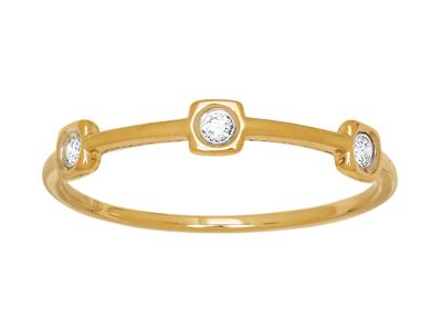Ringband 3 Diamanten Insgesamt 0,06ct, Quadratische Form, Gelbgold 18k, Gröe 48