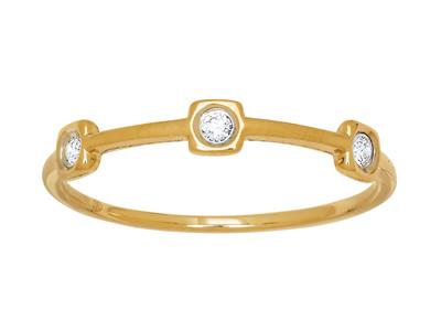 Ring Ring 3 Diamanten Insgesamt 0,06ct, Quadratische Form, Gelbgold 18k, Finger 48 - Standard Bild - 1