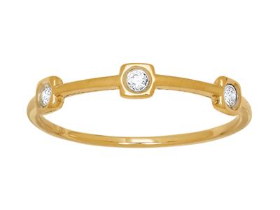 Ring Ring 3 Diamanten Insgesamt 0,06ct, Quadratische Form, 18k Gelbgold, Finger 50 - Standard Bild - 1