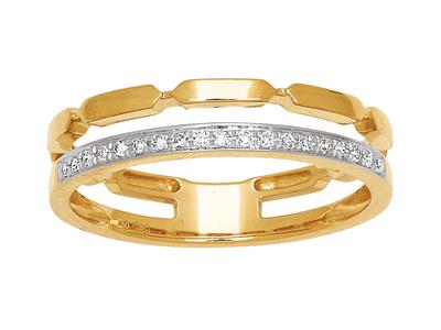 Ring Mit 2 Fantasieringen, Diamanten 0,07ct, 18k Gelbgold, Finger 50