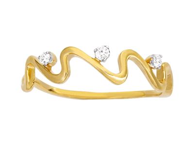 Ring Vagues 3 Diamanten, Insgesamt 0,04ct, 18k Gelbgold, Finger 50 - Standard Bild - 1