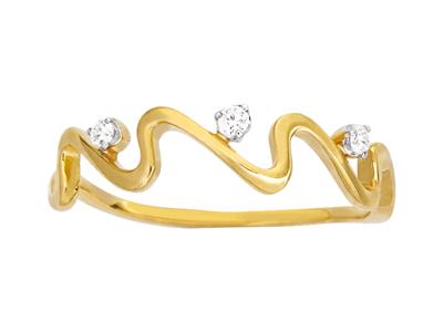 Ring Wellen 3 Diamanten, Insgesamt 0,04ct, 18k Gelbgold, Finger 50 - Standard Bild - 1