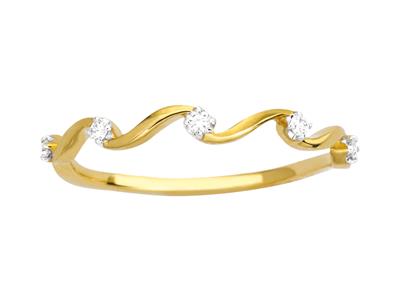 Ring Virgules 5 Diamanten, Insgesamt 0,05ct, 18k Gelbgold, Finger 50 - Standard Bild - 1