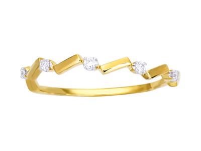 Ring Tirets 5 Diamanten, Insgesamt 0,05ct, 18k Gelbgold, Finger 50 - Standard Bild - 1