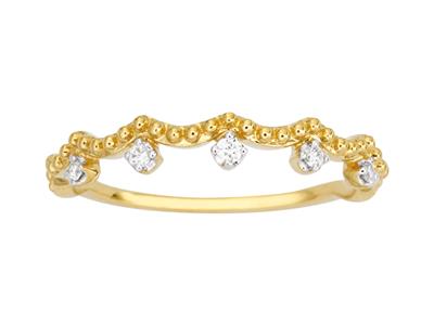 Perlenring 5 Diamanten, Insgesamt 0,05ct, 18k Gelbgold, Finger 50 - Standard Bild - 1