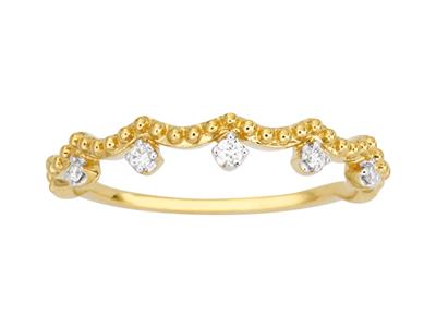 Perlenring 5 Diamanten, Insgesamt 0,05ct, Gelbgold 18k, Finger 54