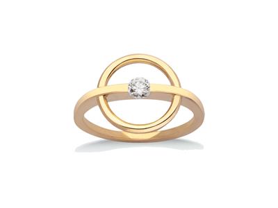 Ring Saturn Solo-diamant 0,15ct, 18k Gelbgold, Finger 50
