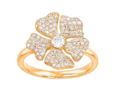 Bge Fleur Diamants 0,56ct Or Jaune 18k Doigt 52