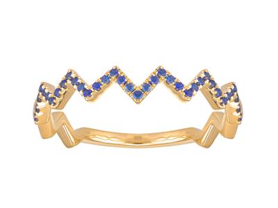 Bge Eclair Saphirs 0,15ct Or Jaune 18k Doigt 52