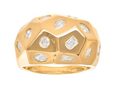 Bge Facettee Diamants Multi Tailles 1,06ct Or Jaune 18k Doigt 54