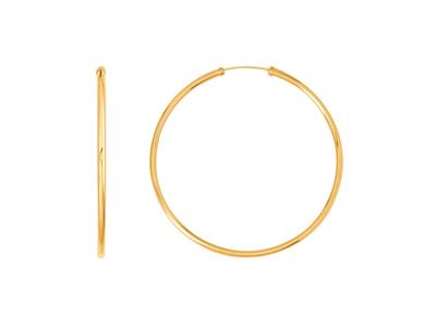 Creolen Glatt Runddraht 2 Mm, Innendurchmesser 46 Mm, Gelbgold 18k - Standard Bild - 1