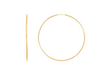 Creolen Glatt Runddraht 1 Mm, Innendurchmesser 50 Mm, Gelbgold 18k - Standard Bild - 1